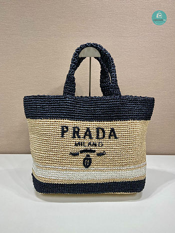 Prada Logo Raffia Tote Bag 49x35x15cm