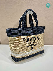 Prada Logo Raffia Tote Bag 49x35x15cm - 4