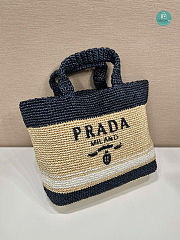 Prada Logo Raffia Tote Bag 49x35x15cm - 5