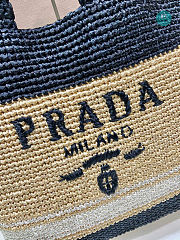 Prada Logo Raffia Tote Bag 49x35x15cm - 2