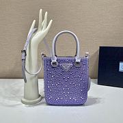 Small Satin Tote Bag With Crystals In Purple 15x17.5x5cm - 1