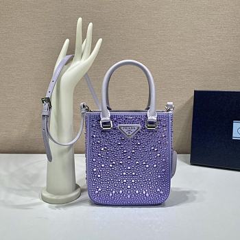 Small Satin Tote Bag With Crystals In Purple 15x17.5x5cm