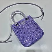 Small Satin Tote Bag With Crystals In Purple 15x17.5x5cm - 5