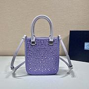 Small Satin Tote Bag With Crystals In Purple 15x17.5x5cm - 3