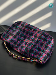 Maxi Size Hobo Bag Wool Tweed Fabric & Gold Plated Metal Multicolor 27 × 45 × 16 cm - 5