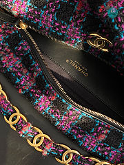 Maxi Size Hobo Bag Wool Tweed Fabric & Gold Plated Metal Multicolor 27 × 45 × 16 cm - 4