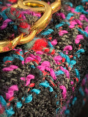 Maxi Size Hobo Bag Wool Tweed Fabric & Gold Plated Metal Multicolor 27 × 45 × 16 cm - 3