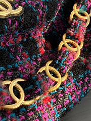 Maxi Size Hobo Bag Wool Tweed Fabric & Gold Plated Metal Multicolor 27 × 45 × 16 cm - 2