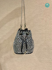 Embellished Satin Platinum Mini Pouch 9.5x6x9cm - 1