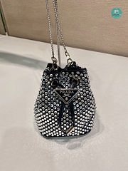 Embellished Satin Platinum Mini Pouch 9.5x6x9cm - 4