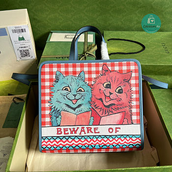 Gucci Children's Top-handle Bag With Cat Print 28.5x25x11cm