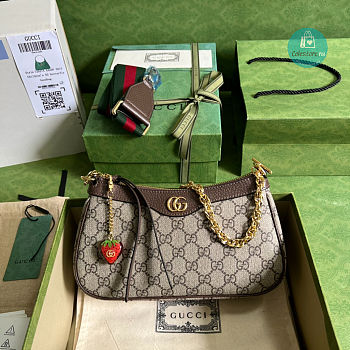 Gucci Ophidia Small Handbag In Beige And Ebony Supreme 25x15.5x6cm