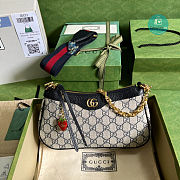 Gucci Ophidia Small Handbag In Beige and Blue GG Supreme 25x15.5x6cm - 1