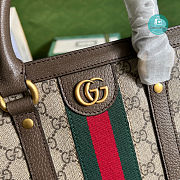Gucci Ophidia Medium Tote Bag In Beige and Ebony GG Supreme 30x32x10.5cm - 3