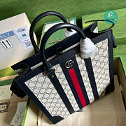 Gucci Ophidia Medium Tote Bag In Beige and Blue GG Supreme 30x32x10.5cm - 5