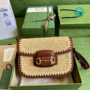 Gucci Women's Metallic Horsebit 1955 Raffia-effect Shoulder Bag 25x18x8cm - 1