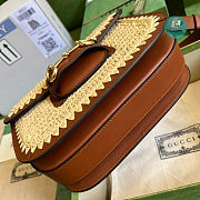 Gucci Women's Metallic Horsebit 1955 Raffia-effect Shoulder Bag 25x18x8cm - 3