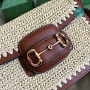 Gucci Women's Metallic Horsebit 1955 Raffia-effect Shoulder Bag 25x18x8cm - 6