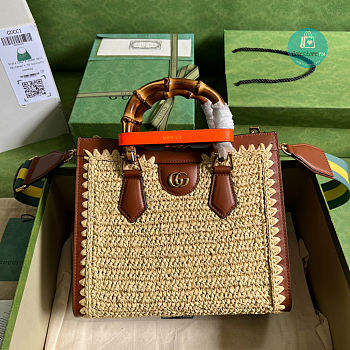 Gucci Diana Small Tote Bag Raffia 27x24x11cm