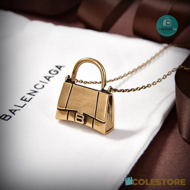 Balenciaga Gold Hourglass Bag Pendant Necklace - 1