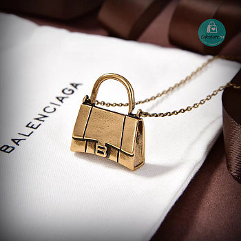 Balenciaga Gold Hourglass Bag Pendant Necklace