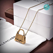 Balenciaga Gold Hourglass Bag Pendant Necklace - 4