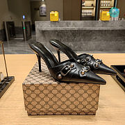 Balenciaga Women's Cagole 70 Leather Point-toe Heel In Black  - 4
