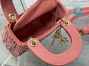 Lady Dior Micro Bag Dark Pink Metallic Canvas With Multicolor Crystal 12x10.2x2 cm - 6