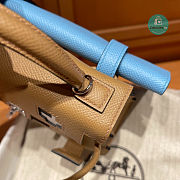Hermes Kelly Dole Picto Silver hardware In beige and Blue 16.5×13.1×7cm - 5
