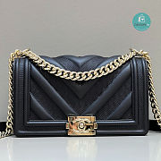 Chanel LEBOY Chevron Original Feta Leather Black Light Gold Buckle 25cm - 1