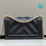 Chanel LEBOY Chevron Original Feta Leather Black Light Gold Buckle 25cm - 2