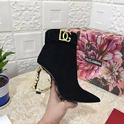 D&G Nappa Leather Ankle boots with baroque DG In Black  - 5