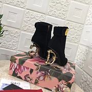 D&G Nappa Leather Ankle boots with baroque DG In Black  - 3