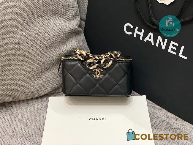 Chanel Vanity Big Chain Cosmetic Case Black 18cm - 1