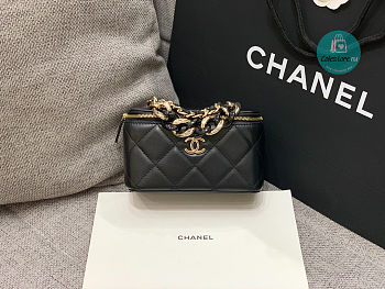 Chanel Vanity Big Chain Cosmetic Case Black 18cm