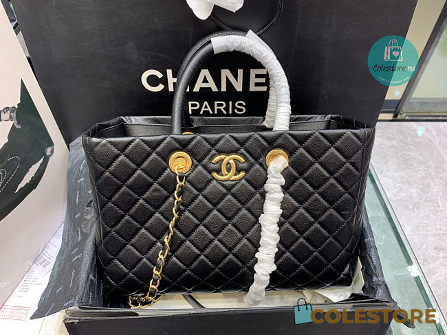 Chanel Coco Handle Shopping Tote Caviar In Black 36×38×16 cm - 1