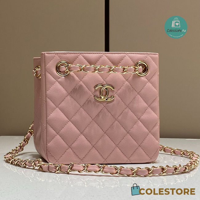 Chanel 22S Mini Bucket Bag In Light Pink Caviar 16x15x10cm - 1