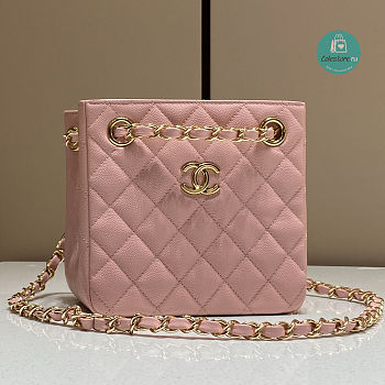 Chanel 22S Mini Bucket Bag In Light Pink Caviar 16x15x10cm