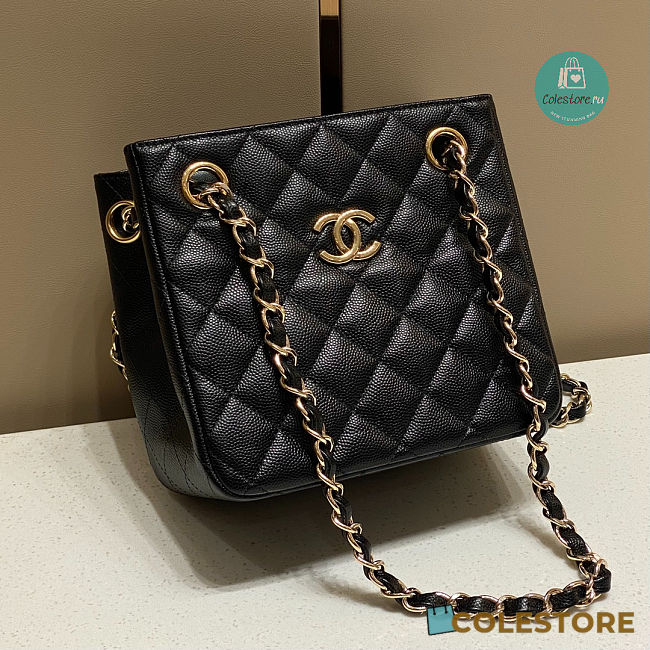 Chanel 22S Mini Bucket Bag In Light Black Caviar 16x15x10cm - 1