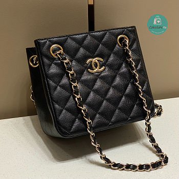 Chanel 22S Mini Bucket Bag In Light Black Caviar 16x15x10cm