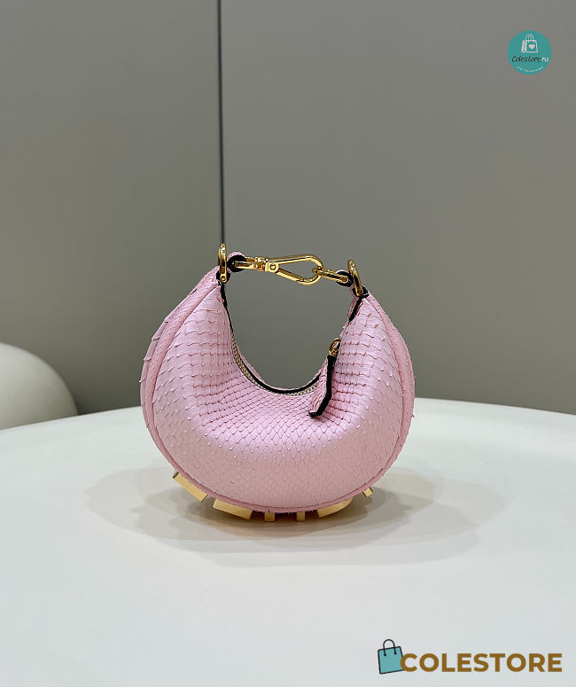 Fendi Fendigraphy Mini Pale pink Python Leather Bag 16.5x14x5CM - 1