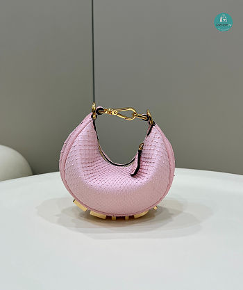 Fendi Fendigraphy Mini Pale pink Python Leather Bag 16.5x14x5CM