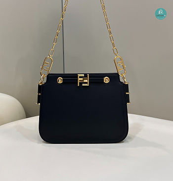 Fendi Touch Black leather bag 26.5x10x19cm
