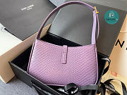 YSL Le 5 A 7 Hobo Bag In Crocodile Embossed Shiny Leather In Purple 25x14x6cm - 4