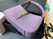 YSL Le 5 A 7 Hobo Bag In Crocodile Embossed Shiny Leather In Purple 25x14x6cm - 2