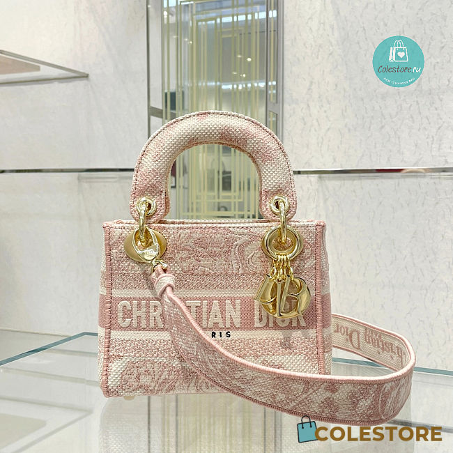 Dior Small Lady D-Lite Bag Rose Des Vents Toile De Jouy Embroidery 17 x 15 x 7cm - 1