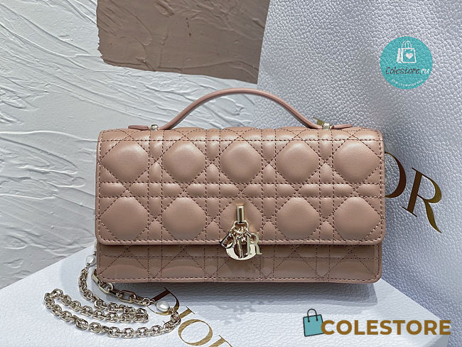 Lady Dior Top Handle Clutch Rose des Vents Cannage Lambskin 21 x 11.5 x 4.5 cm - 1