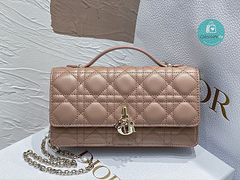 Lady Dior Top Handle Clutch Rose des Vents Cannage Lambskin 21 x 11.5 x 4.5 cm