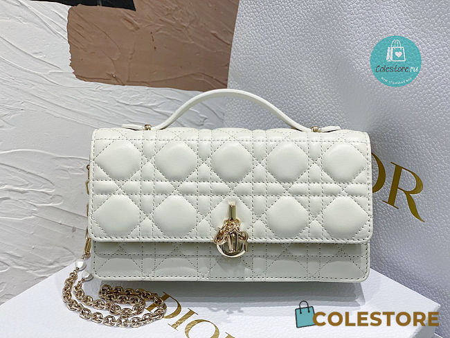 Lady Dior Top Handle Clutch White des Vents Cannage Lambskin 21 x 11.5 x 4.5 cm - 1