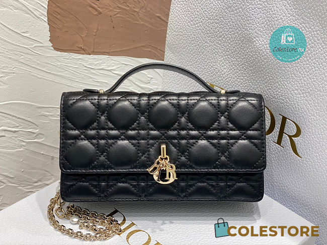 Lady Dior Top Handle Clutch Black des Vents Cannage Lambskin 21 x 11.5 x 4.5 cm - 1